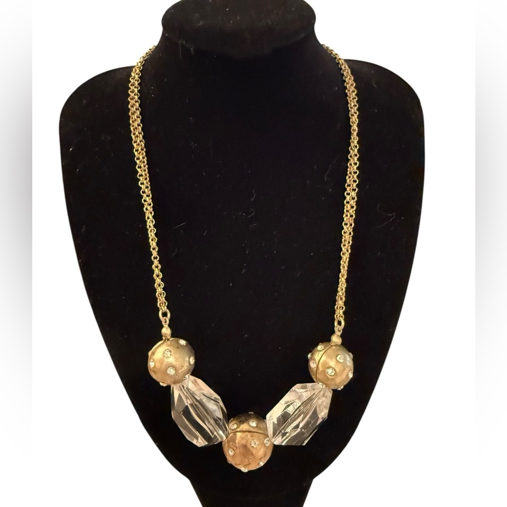 Jones New York Gold and Clear Statement Necklace